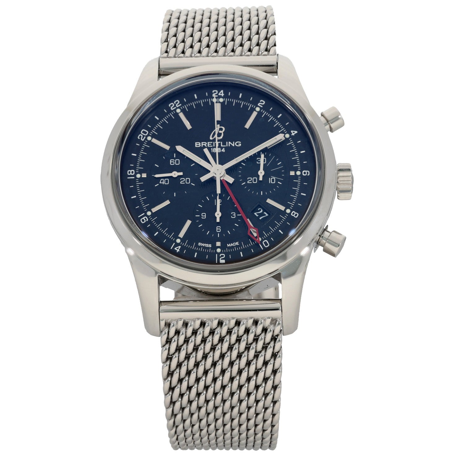 Breitling Transocean Chronograph GMT AB0451, black dial with subdials