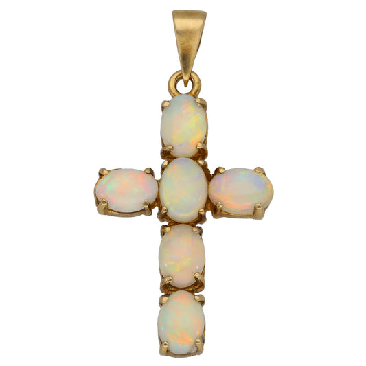 9ct Gold Opal Cross Pendant