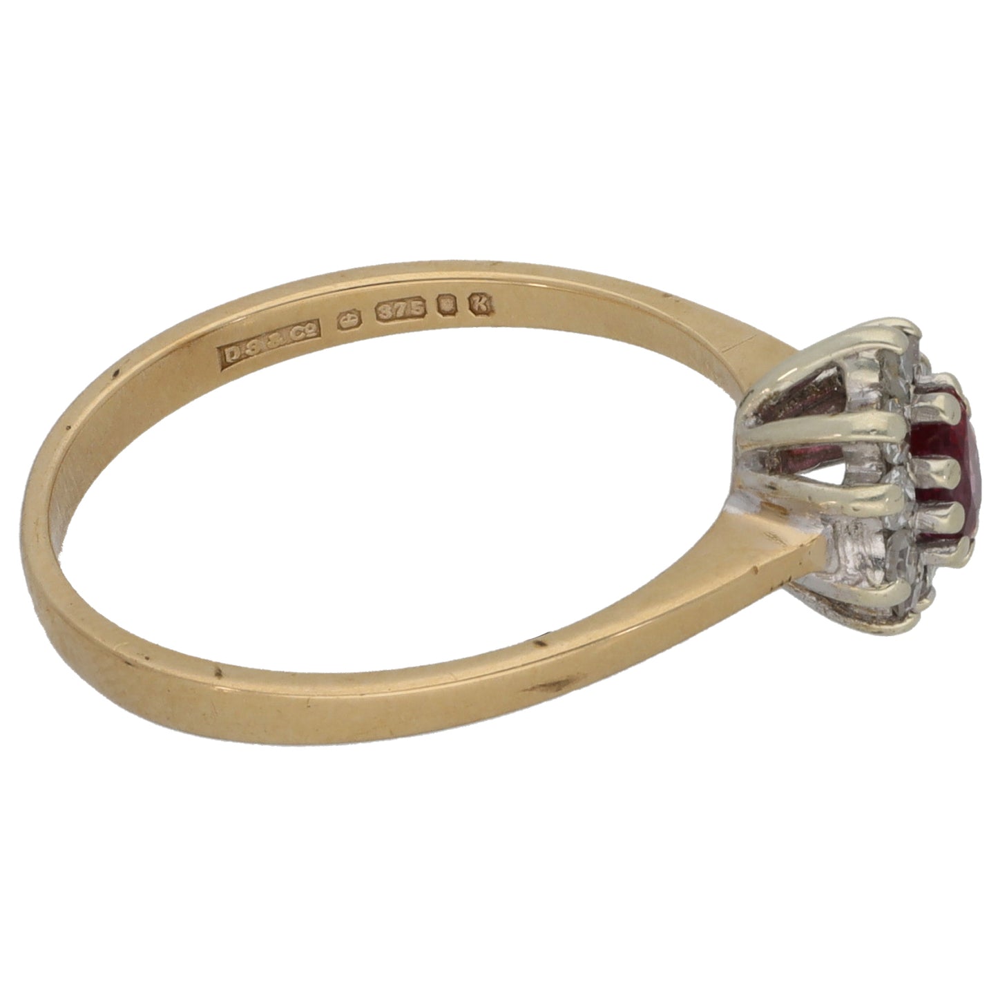 9ct Gold Ruby & 0.02ct Diamond Dress/Cocktail Ring Size L