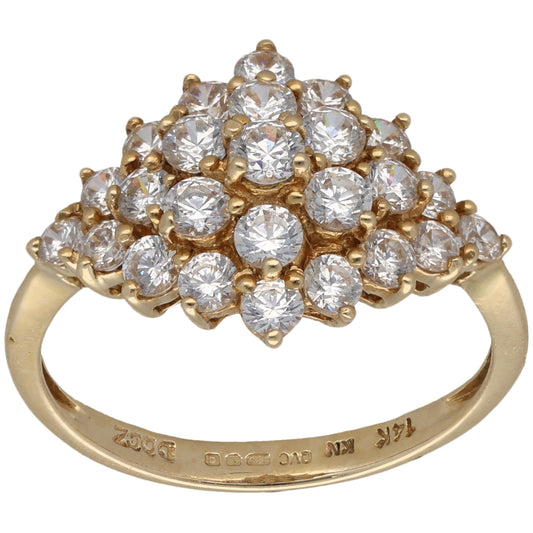 14ct Gold Cubic Zirconia Cluster Ring Size L