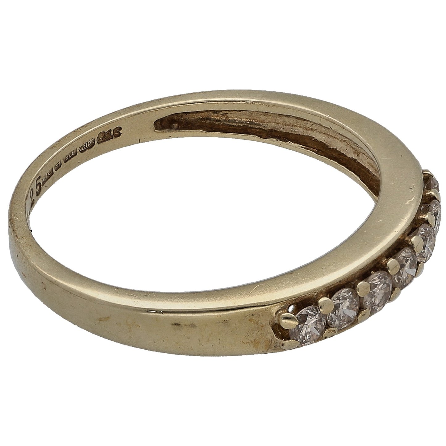 9ct Gold 0.25ct Diamond Half Eternity Ring Size L