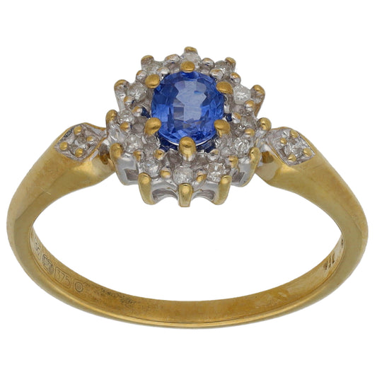 9ct Gold 0.07ct Diamond & Sapphire Dress/Cocktail Ring Size L
