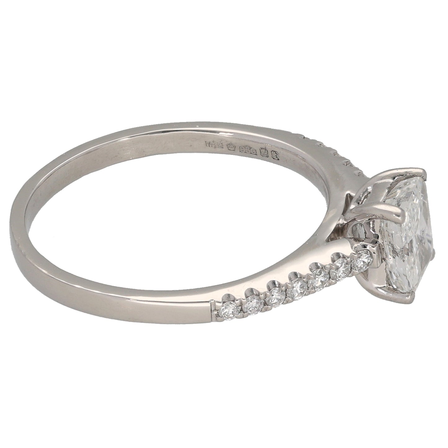 Platinum 1.09ct Diamond Solitaire Ring With Accent Stones Size O