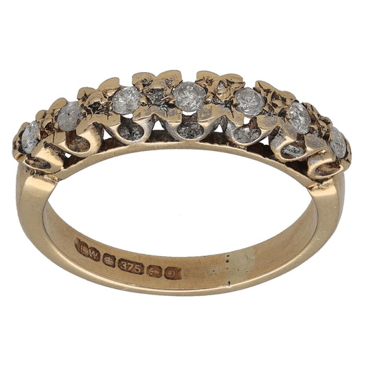 9ct Gold 0.21ct Diamond Half Eternity Ring Size L