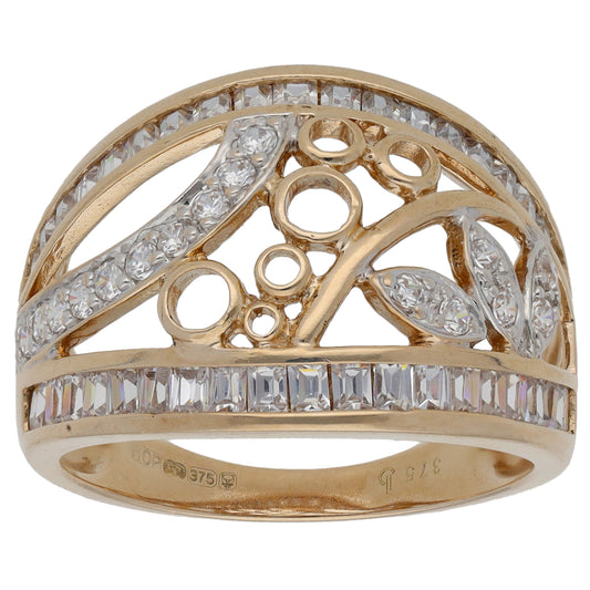 9ct Gold Cubic Zirconia Dress/Cocktail Ring Size Q