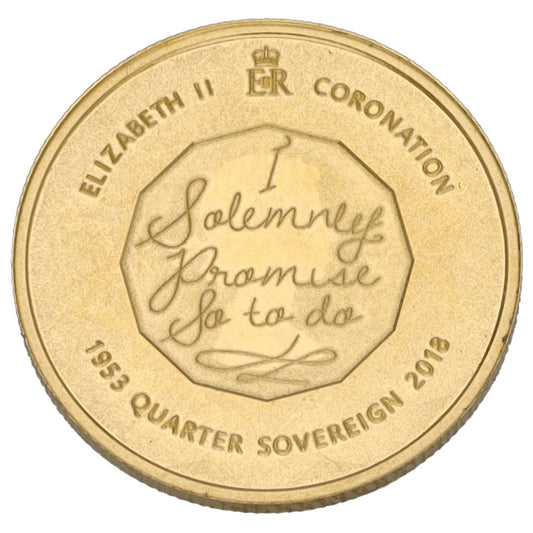 22ct Gold Queen Elizabeth II Quarter Sovereign Coin 2018