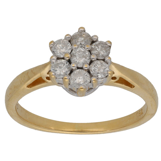 18ct Gold 0.50ct Diamond Cluster Ring Size L