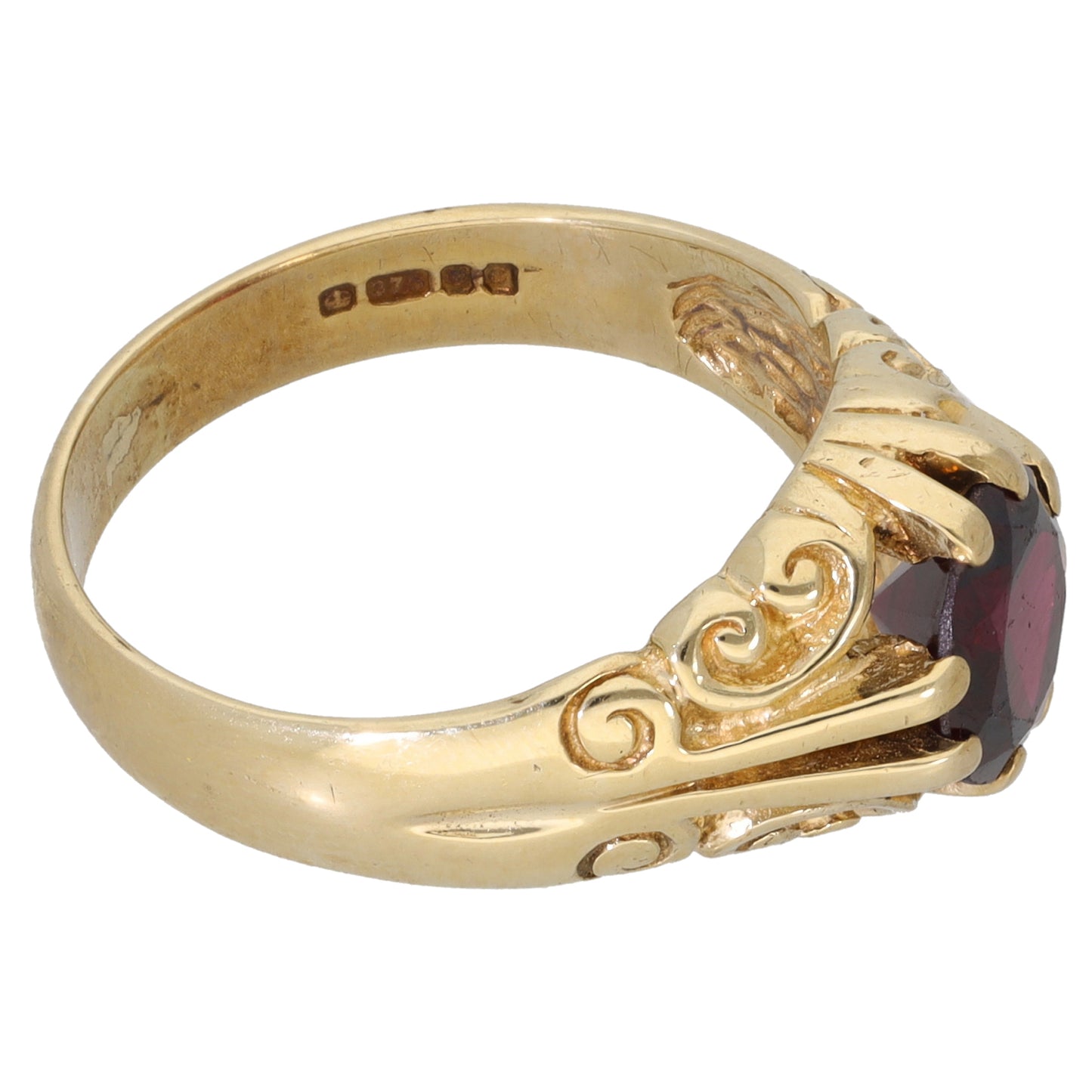 9ct Gold Garnet Single Stone Ring Size P