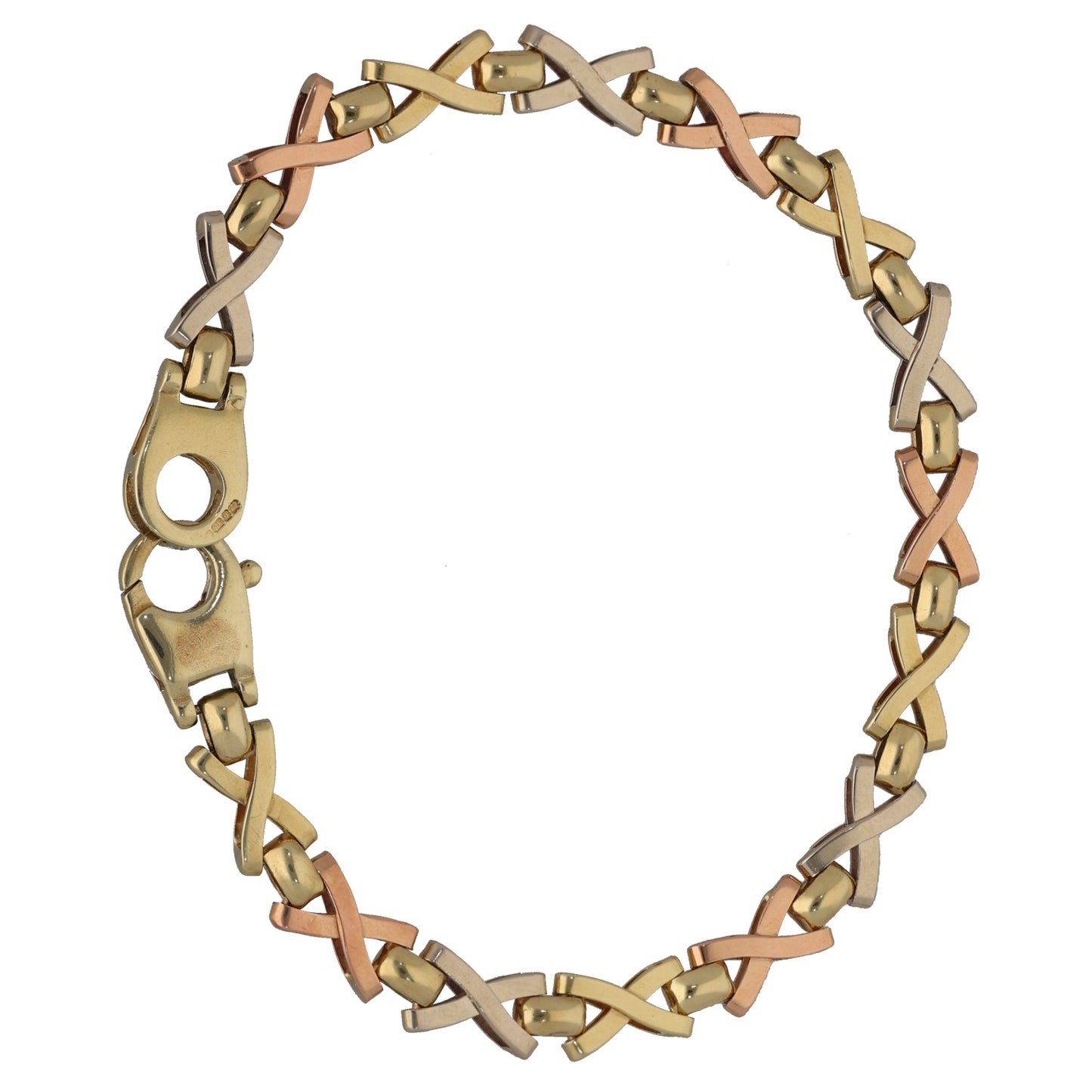 9ct Tricolour Gold Hugs & Kisses Bracelet