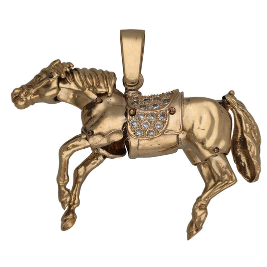 9ct Gold Cubic Zirconia Horse Pendant