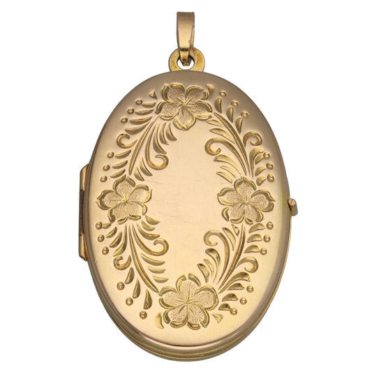 9ct Gold Patterned Locket Pendant