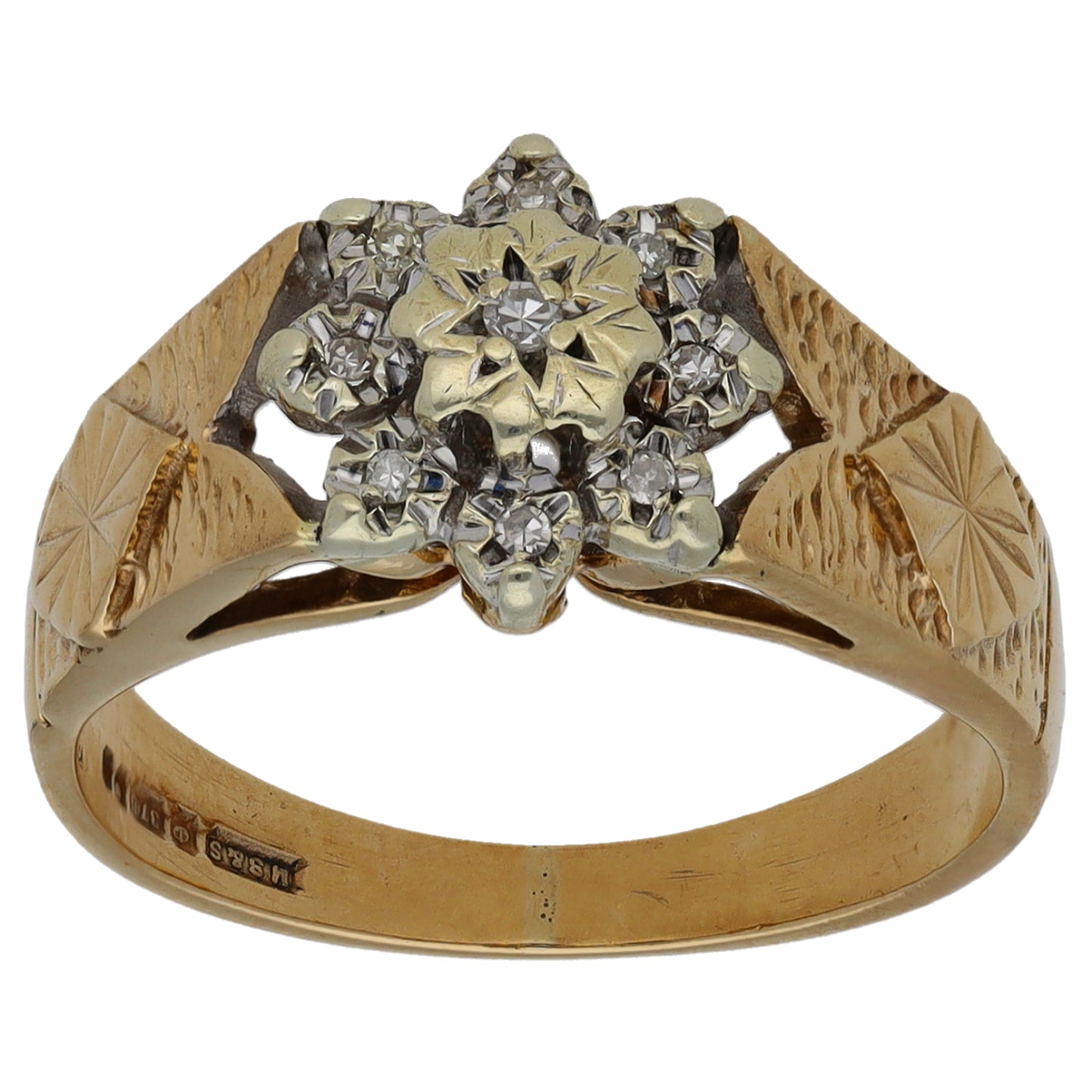 9ct Gold 0.05ct Diamond Cluster Ring Size M