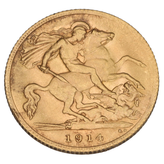 22ct Gold King George V Half Sovereign Coin 1914