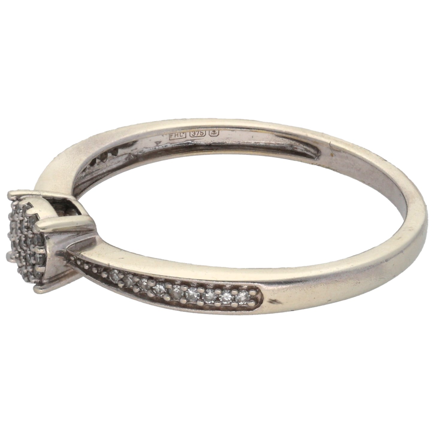 9ct White Gold 0.18ct Diamond Cluster Ring Size N