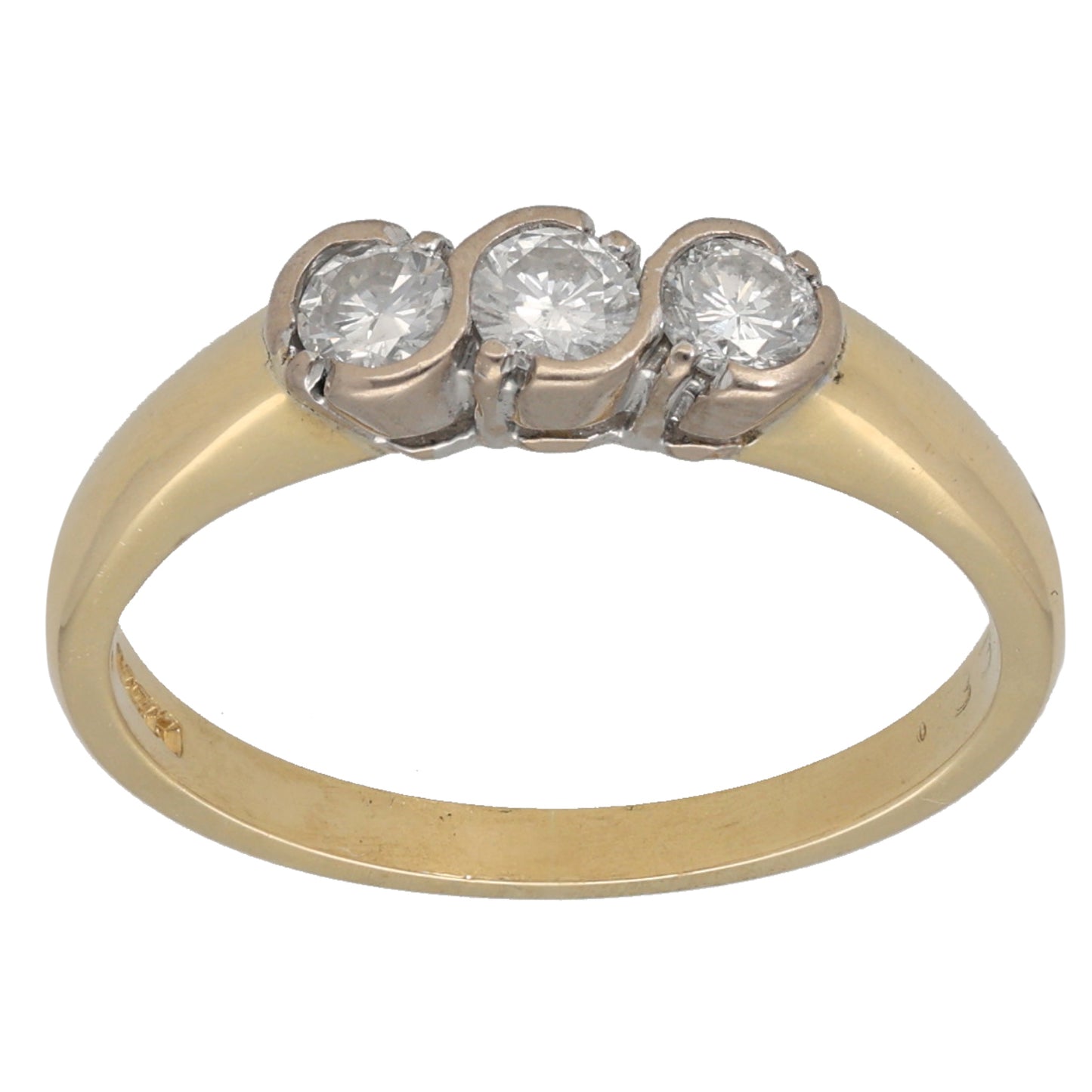 18ct Gold 0.33ct Diamond Trilogy Ring Size N