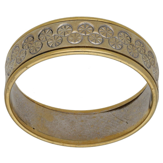 9ct Bicolour Gold Patterned Wedding Ring Size U