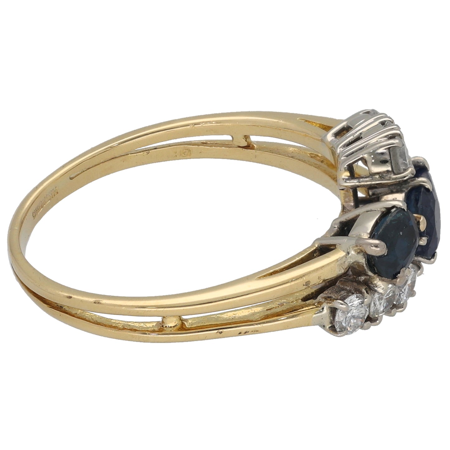 18ct Gold Sapphire & 0.30ct Diamond Dress/Cocktail Ring Size O