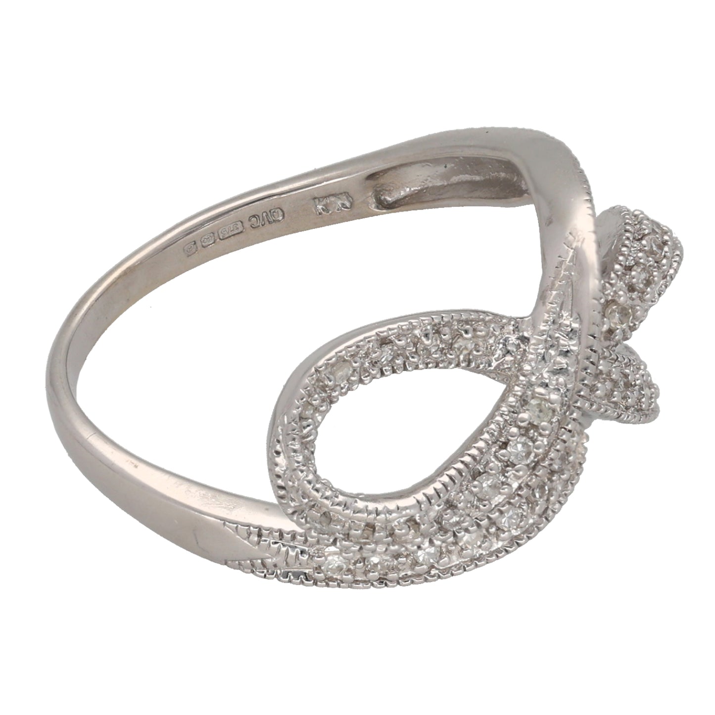 9ct White Gold 0.19ct Diamond Dress/Cocktail Ring Size P