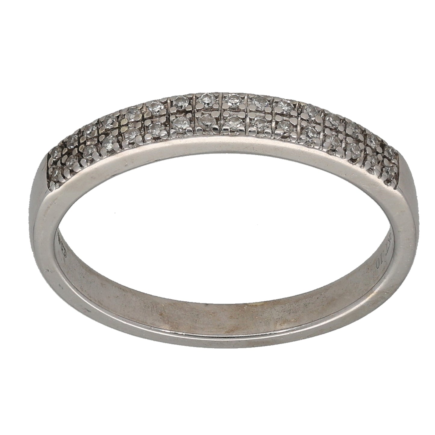 9ct White Gold 0.10ct Diamond Half Eternity Ring Size M