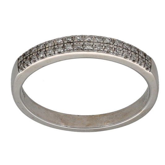 9ct White Gold 0.10ct Diamond Half Eternity Ring Size M
