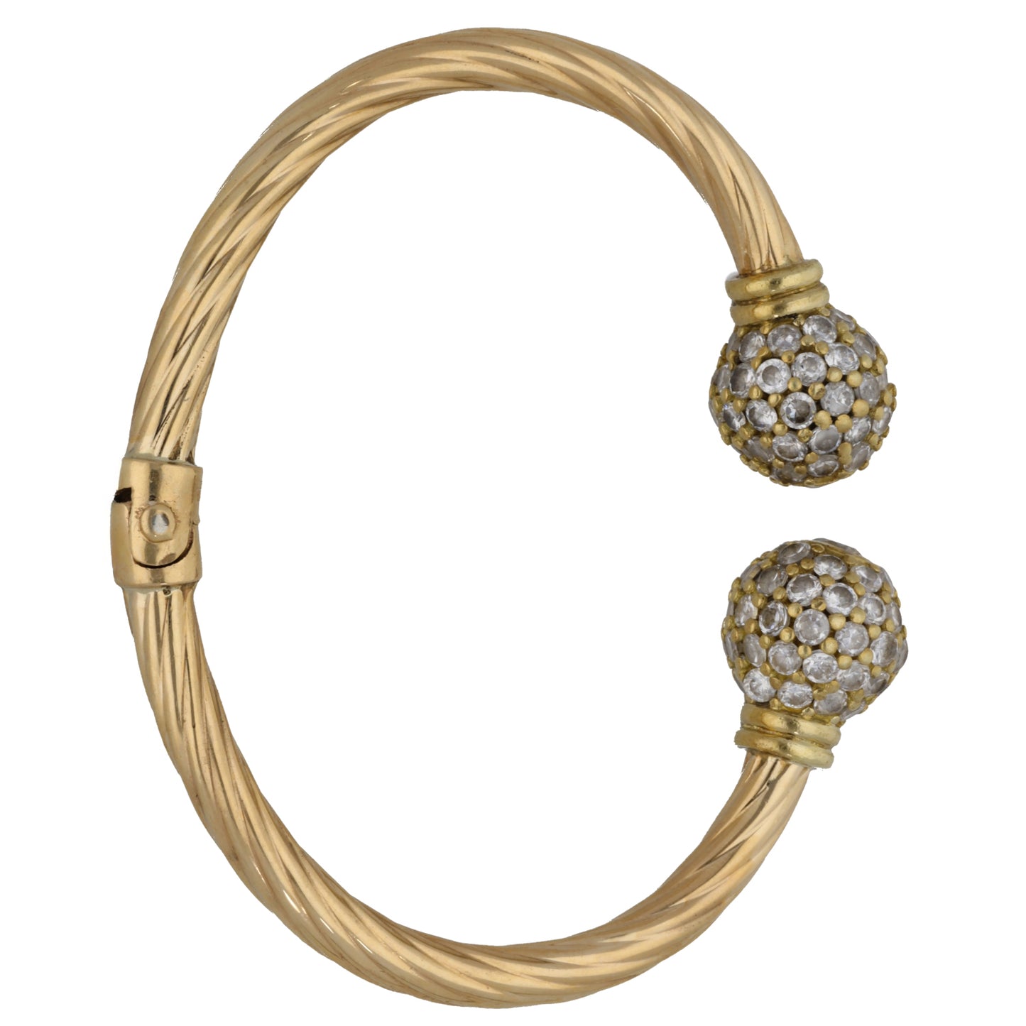 9ct Gold Cubic Zirconia Hinged/Clasp Bangle