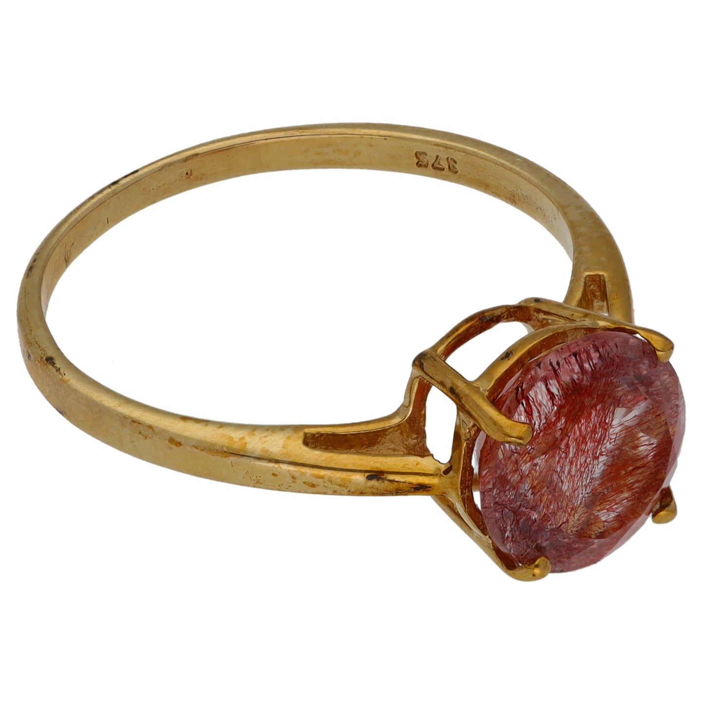 9ct Gold Quartz Single Stone Ring Size T