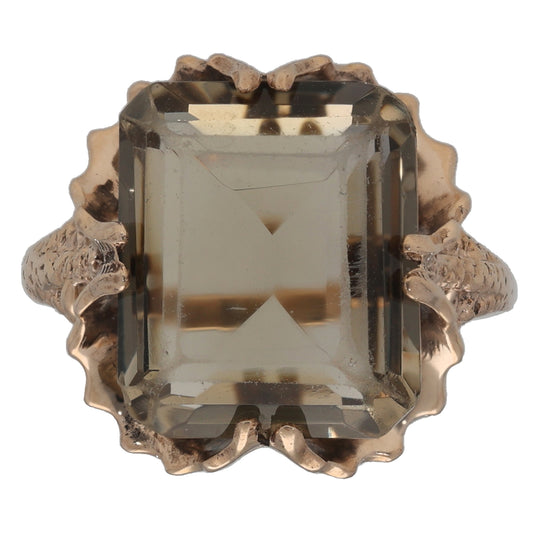 9ct Gold Smoky Quartz Single Stone Ring Size O