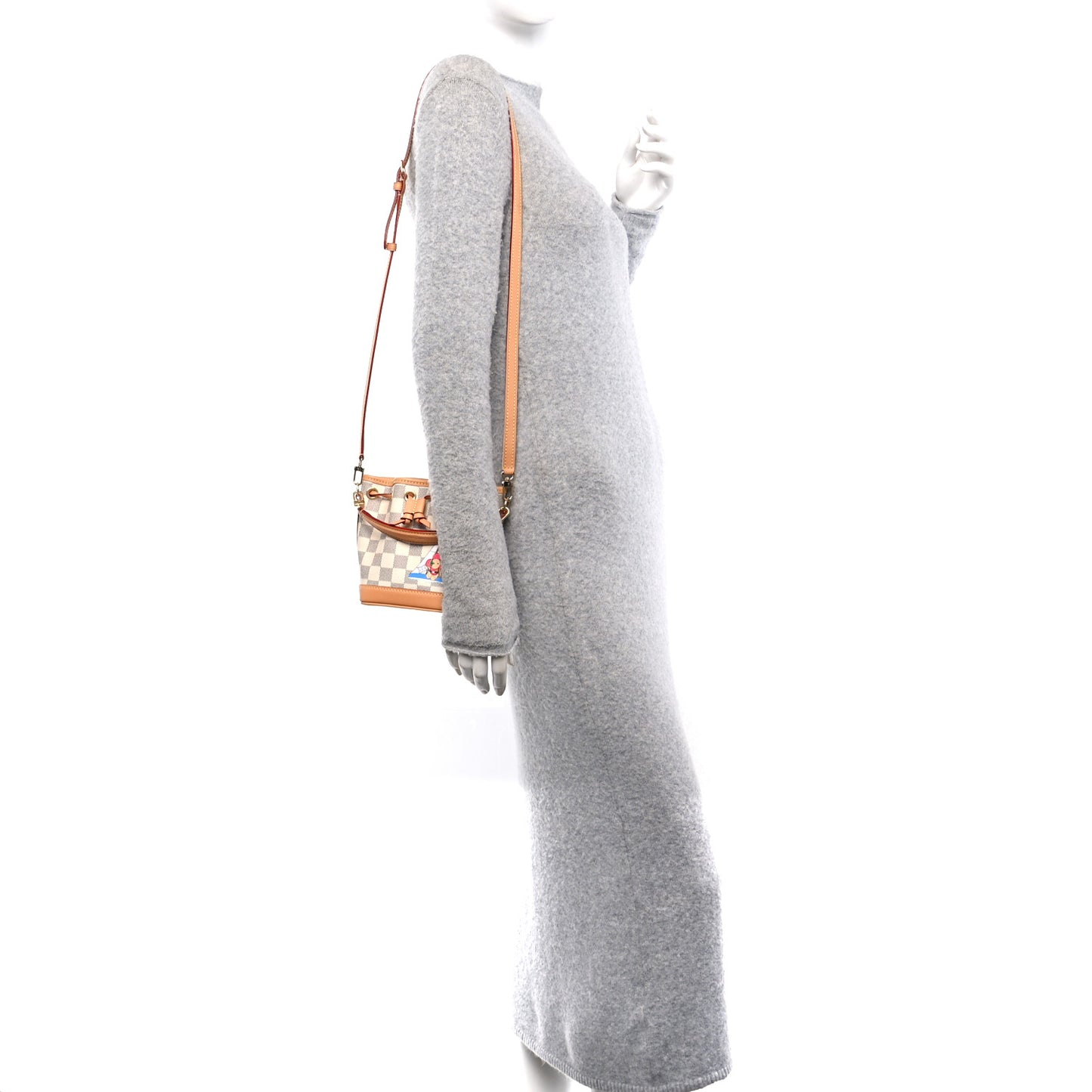 Louis Vuitton Damier Azur Vivienne Sac Nano Noe Dragon Fruit Pink Bag - White