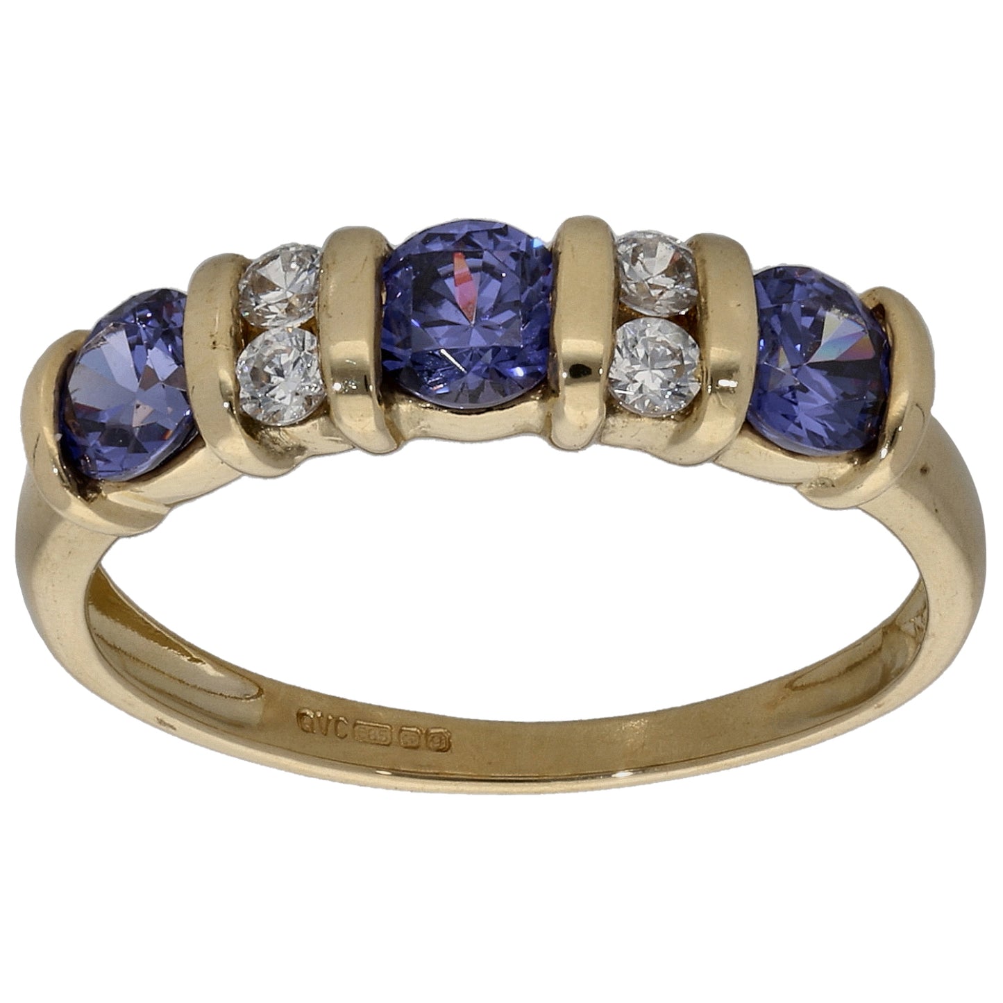 14ct Gold Cubic Zirconia Half Eternity Ring Size L