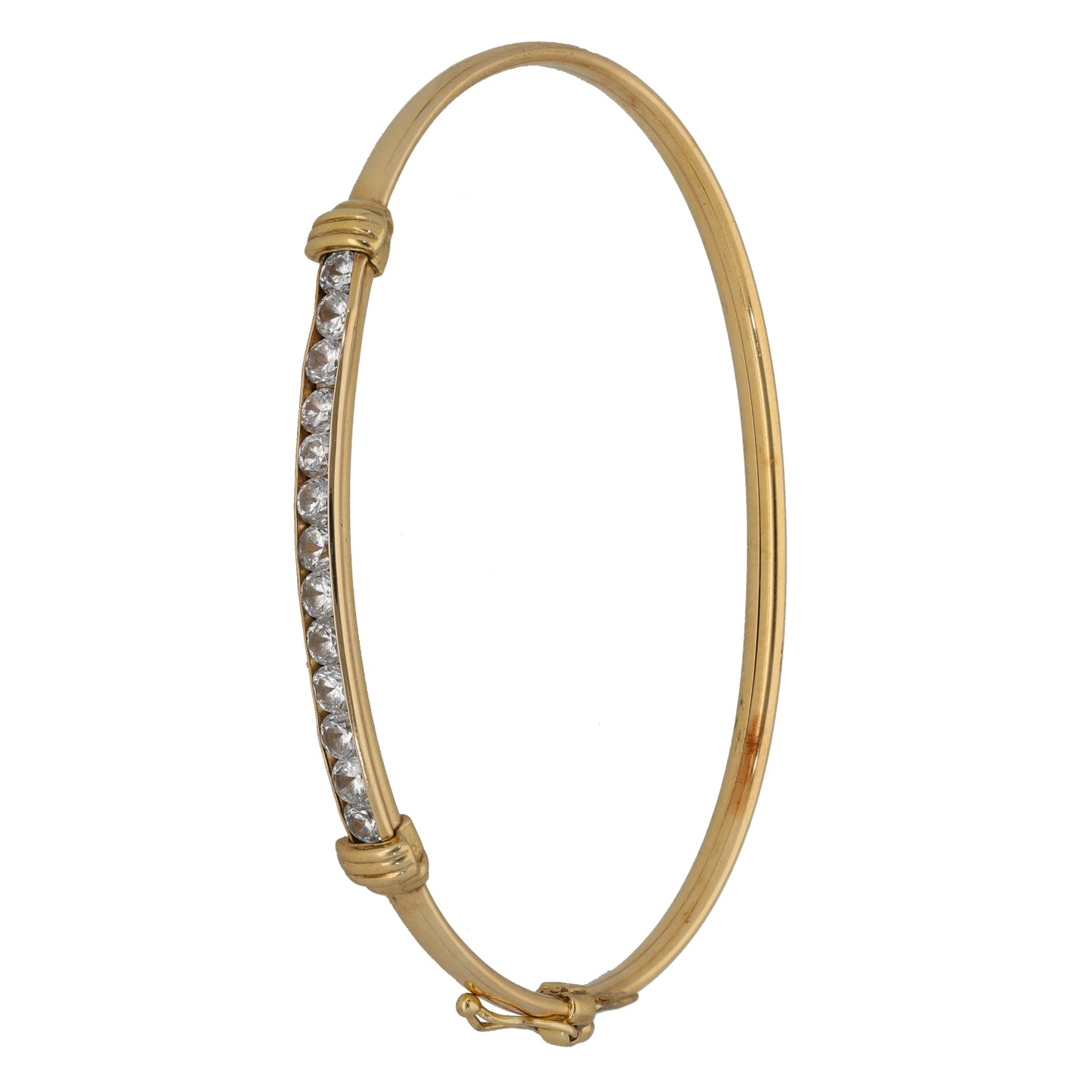 9ct Gold Cubic Zirconia Hinged/Clasp Bangle