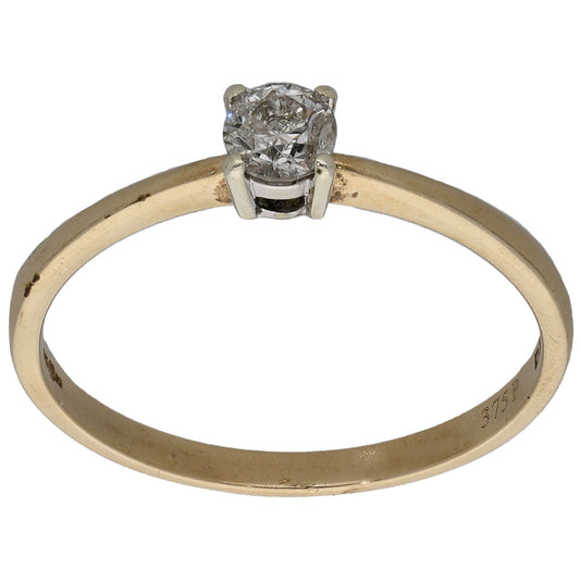 9ct Gold 0.25ct Diamond Solitaire Ring Size R
