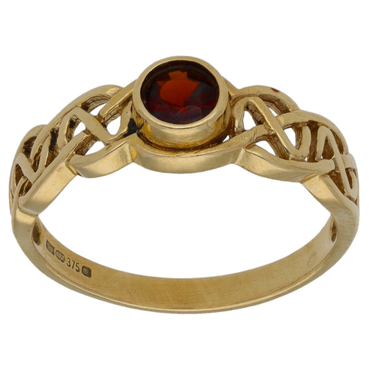 9ct Gold Garnet Single Stone Ring Size K