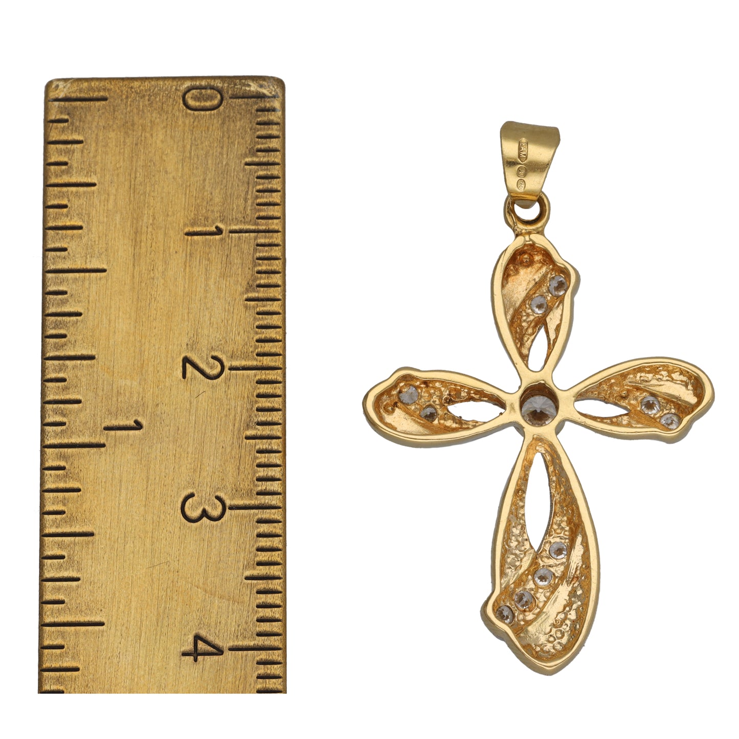 18ct Gold Cubic Zirconia Cross Pendant