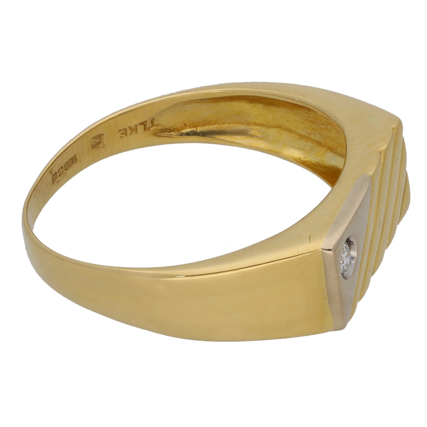 18ct Gold 0.25ct Diamond Patterned Signet Ring Size W