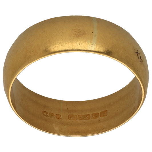22ct Gold Plain Wedding Ring Size S
