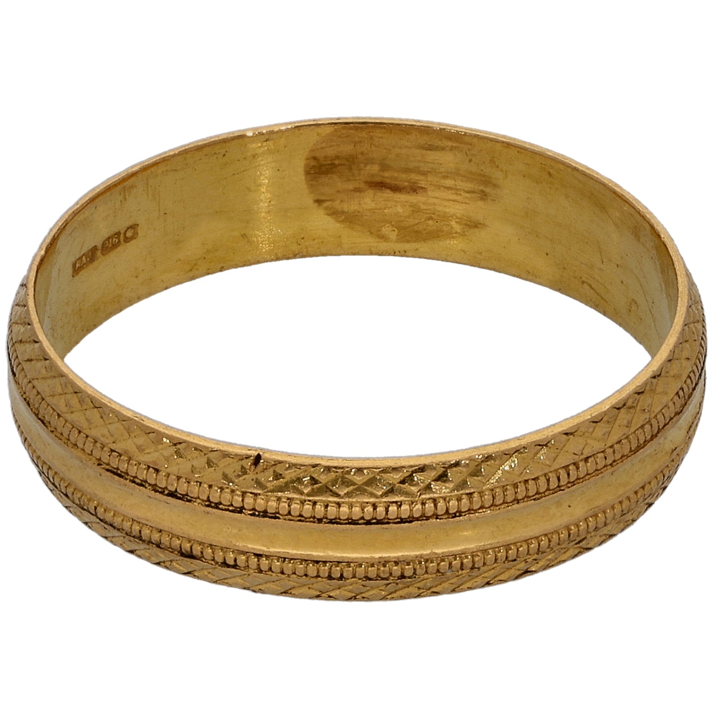 22ct Gold Patterned Wedding Ring Size P