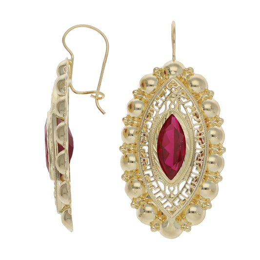 14ct Gold Imitation Gems Drop Earrings