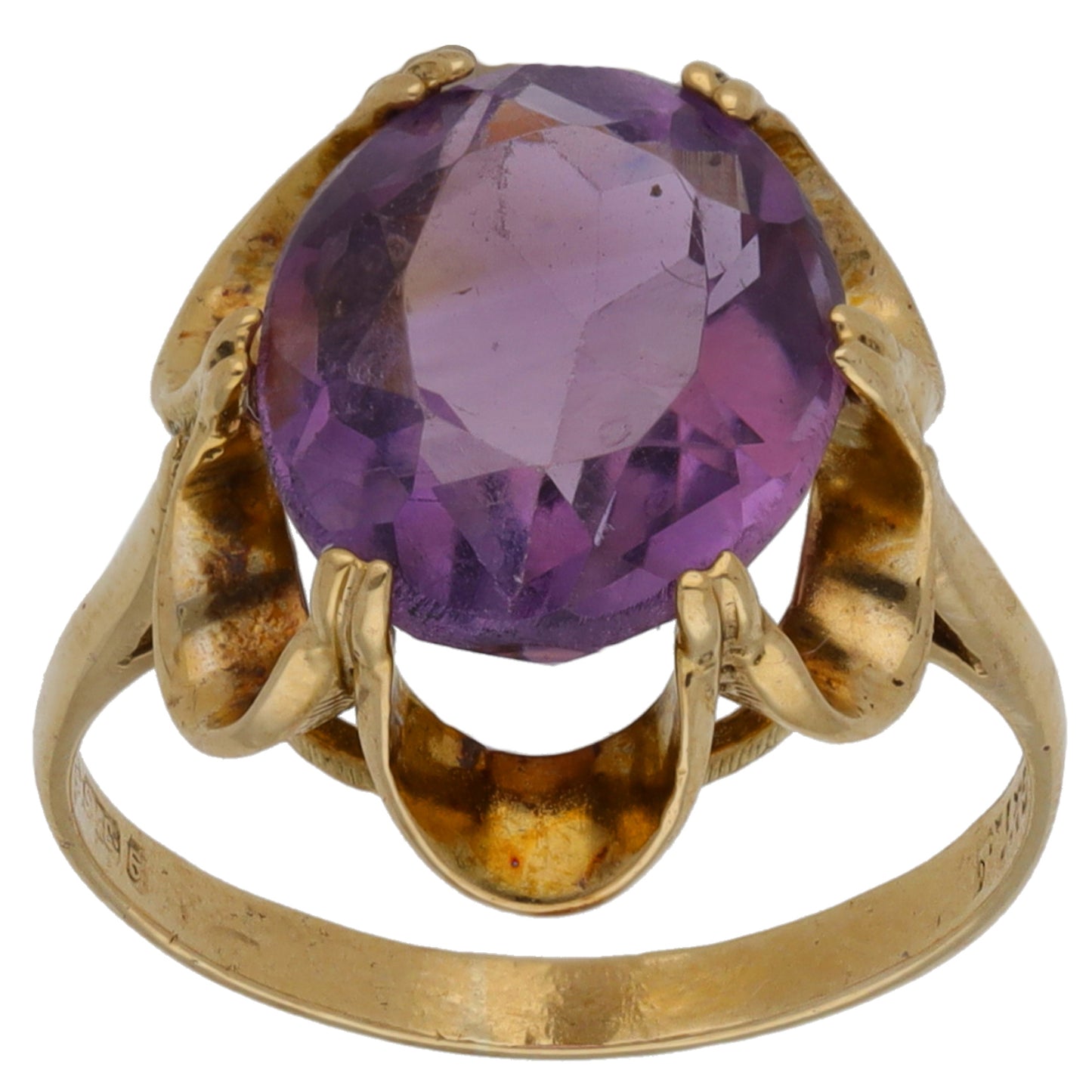 9ct Gold Amethyst Single Stone Ring Size M