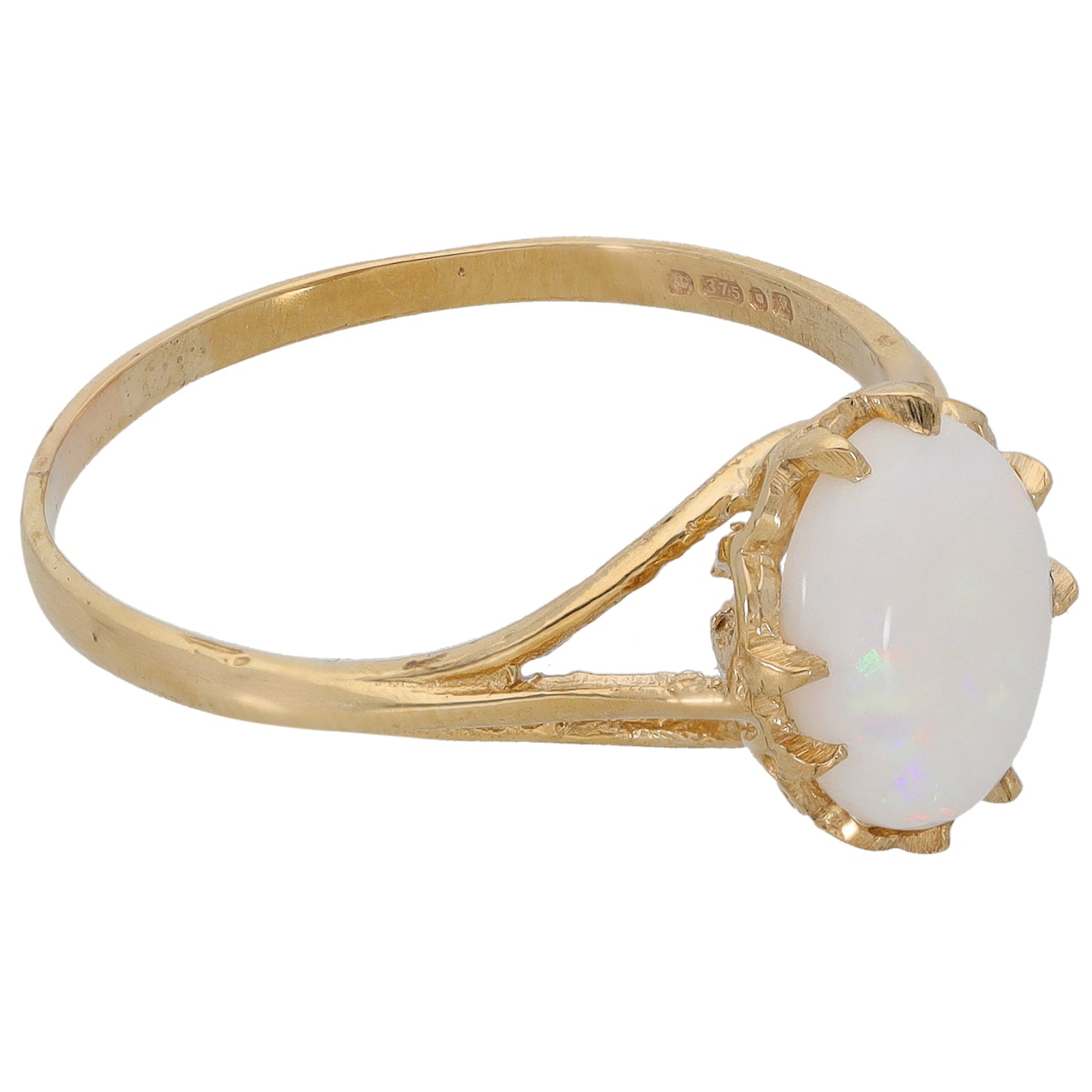 9ct Gold Opal Single Stone Ring Size T