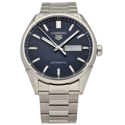 Tag Heuer Carrera WBN2012 stainless steel watch, navy dial, silver link bracelet