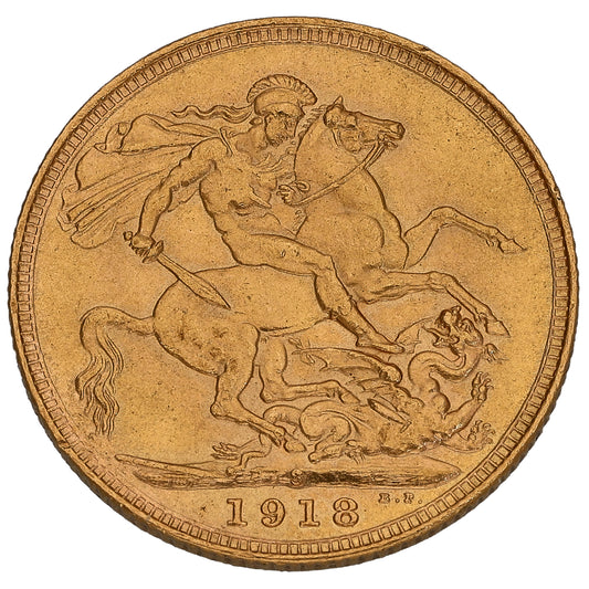 22ct Gold King George V Full Sovereign Coin 1918