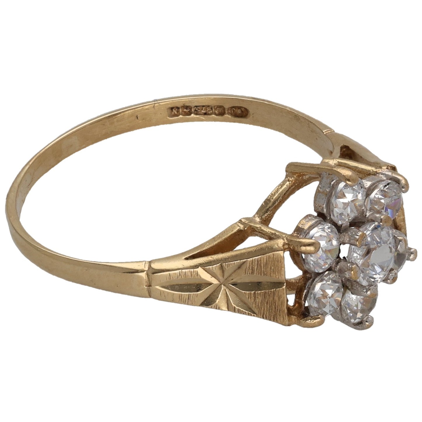 9ct Gold Cubic Zirconia Cluster Ring Size P