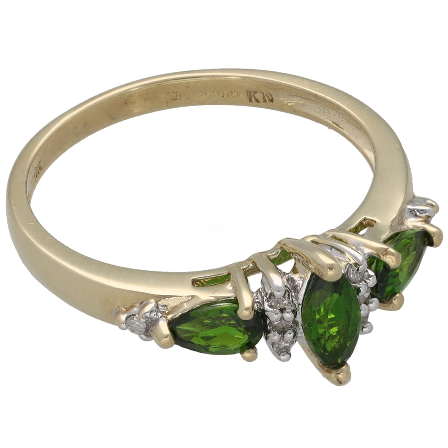 9ct Gold Diopside & 0.04ct Diamond Dress/Cocktail Ring Size N