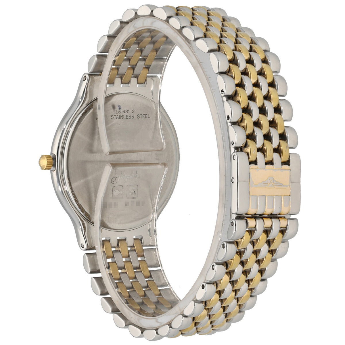 Longines Flagship L5.631.3, bi-colour bracelet and stainless steel case. rear angle