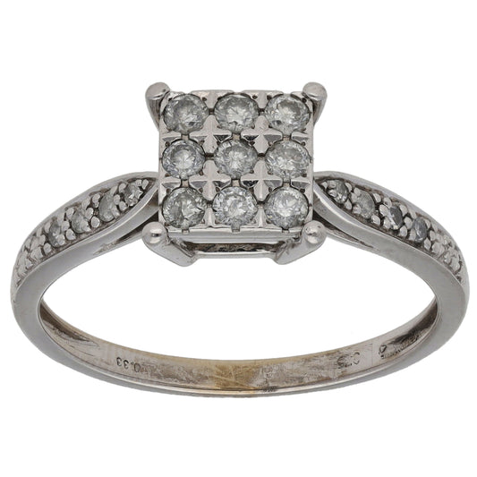 9ct White Gold 0.33ct Diamond Dress/Cocktail Ring Size P
