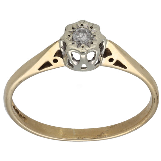 9ct Gold 0.03ct Diamond Solitaire Ring Size L
