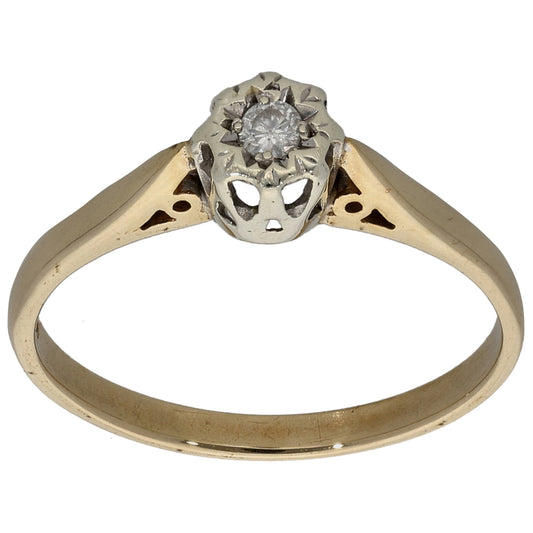 9ct Gold 0.05ct Diamond Solitaire Ring Size N