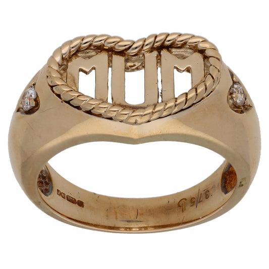 9ct Gold Cubic Zirconia Mum Ring Size M
