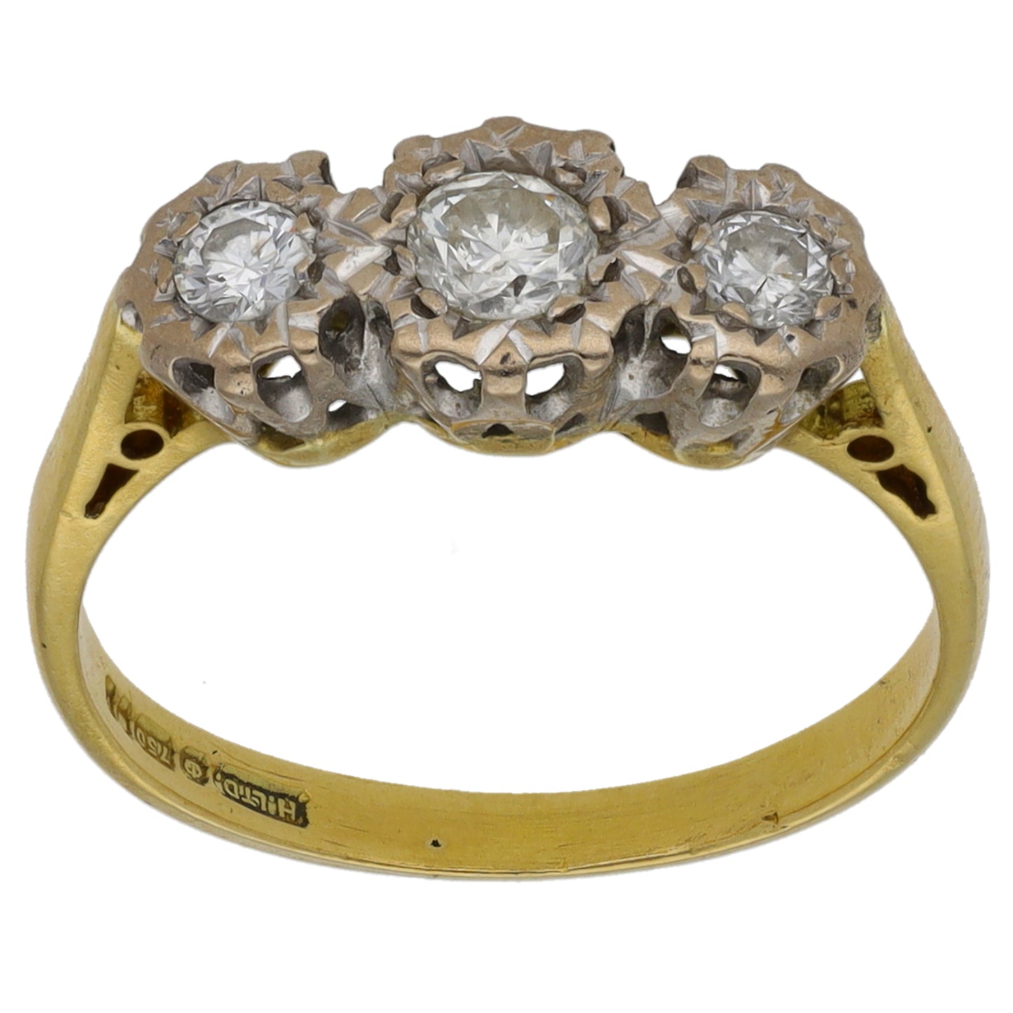 18ct Gold 0.40ct Diamond Trilogy Ring Size K