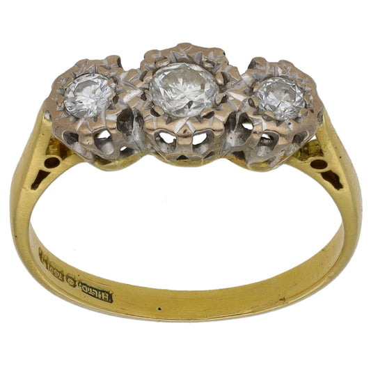 18ct Gold 0.40ct Diamond Trilogy Ring Size K